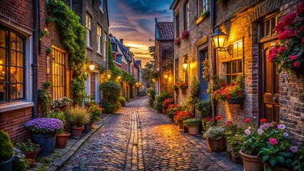 Fototapeta premium Enchanting Old Town Alleyway: Cobblestone Streets and Historic Architecture