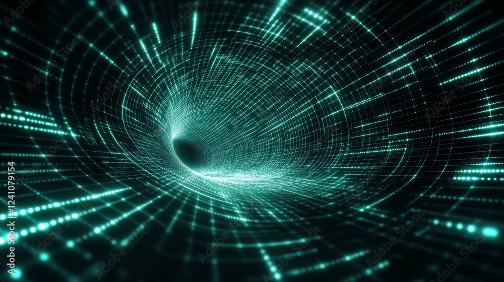 Poster center of a digital vortex showing dynamic data flow in 4k resolution