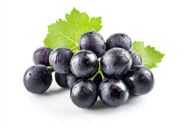 Fresh black muscat grapes isolated on white background