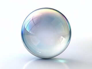Floating Glossy Bubble, 3D Sphere, White Background, Realistic Render, Digital Art
