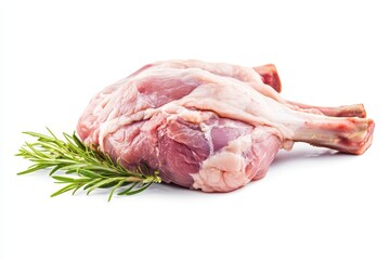 Fresh raw pig leg meat isolated on white background