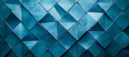 Obraz premium An abstract cyan background with a seamless pattern of diamond shapes, forming a sophisticated and engaging backdrop.