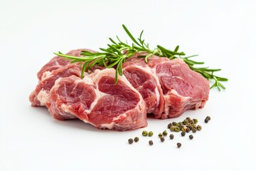 Fototapeta premium Fresh raw young lamb meat isolated on white background