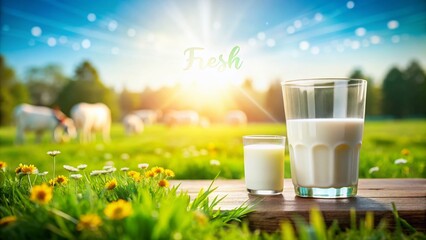 Fresh Milk Glass Rustic Farm Meadow Cows Sunny Spring Banner