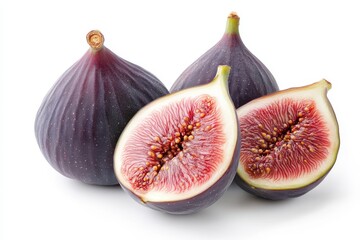 Fresh ripe half figs isolated on white background