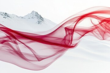 Obraz premium dynamic crimson smoke tendrils dancing against stark white, captured in high-speed photography with dramatic lighting and intricate swirling patterns