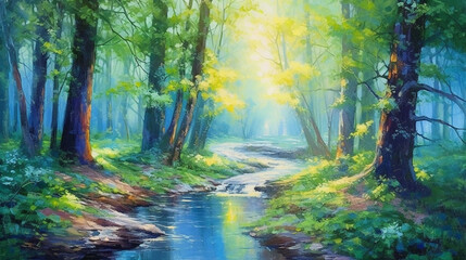 Obraz premium a walk in the park on a warm spring day