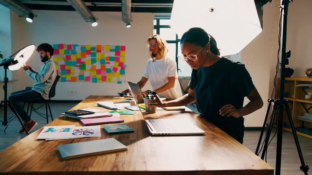 Diverse Content Creators Collaborating in Studio