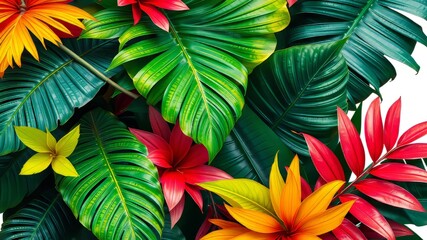 Tropical Oasis: Verdant Foliage and Textured Backdrop