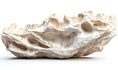 Abstract Beige Rock Formation Isolated on White Background