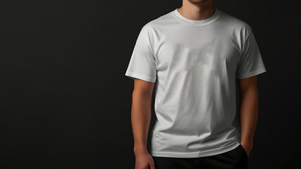 white t-shirt mockup on black background, t-shirt mockup template design