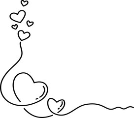 Hand-drawn heart line doodle illustration
