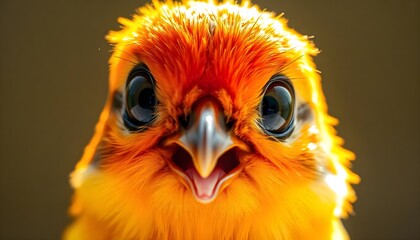Fototapeta premium Fiery-Orange Bird Close-Up: A Stunning Portrait of Nature's Vibrant Creation
