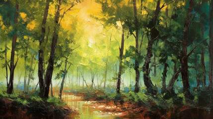 Obraz premium a walk in the park on a warm spring day