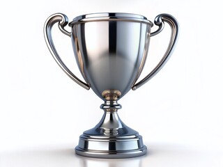 Fototapeta premium Gleaming Silver Trophy Cup on White Background - Award Winning Success