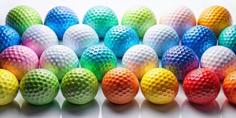 Geometric Golf Ball Arrangement: Precision & White Background - Ideal Ad Space