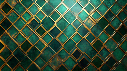 A rich emerald green design with metallic accents, intricate geometric patterns, and a glowing finish, creating a luxurious and elite aesthetic.