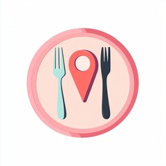 Plate, forks, location pin; restaurant finder app icon