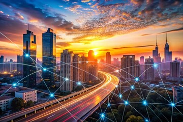 Global Network Data Connection: Futuristic Digital Technology Concept