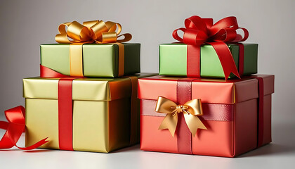 Elegant Gift Boxes Red Gold Green Festive Presents