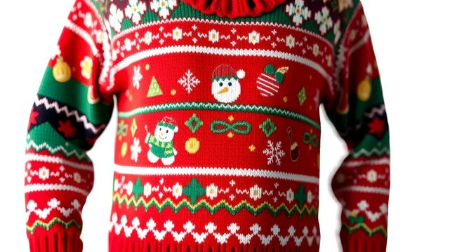 Festive sweater with cheerful patterns
