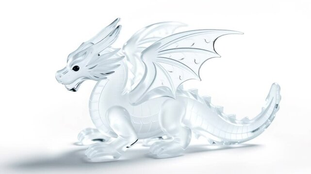 Glass dragon figurine on white
