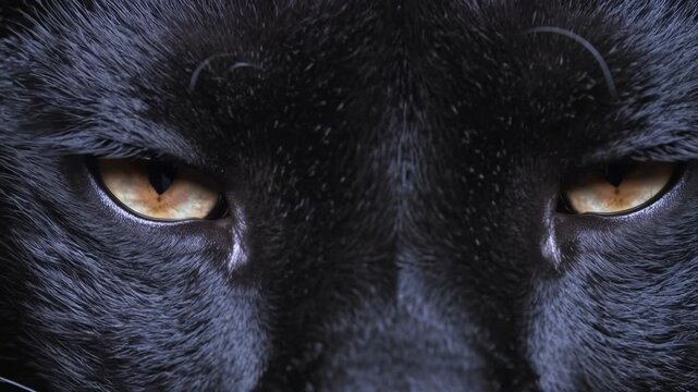 Black Panther Eyes Close-Up &ndash; Mysterious Big Cat Stare with Striking Amber Gaze, 4K close up