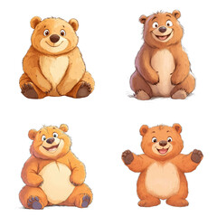 Cartoon-style bear with a playful character, isolated on a white background. Collection Png.