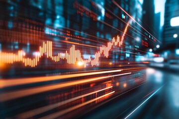 Fototapeta premium A vibrant 3D illustration of a financial dashboard displaying steady investment growth, with colorful progress bars and animated data points