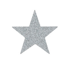 A shiny silver glitter star perfect for enhancing designs and festive decorations.