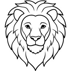 Elegant Lion Head Line Drawing Vector