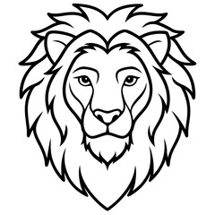 Elegant Lion Head Line Drawing Vector
