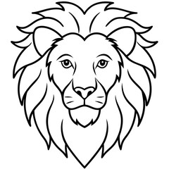 Elegant Lion Head Line Drawing Vector