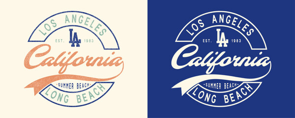 Obraz premium Los Angeles, California, Long Beach, LA, Summer Vector Graphic.