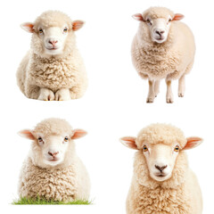 Fototapeta premium Sheep isolated on a white background. Collection Png.