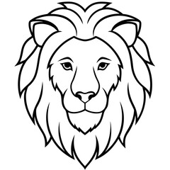 Elegant Lion Head Line Drawing Vector