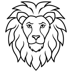 Elegant Lion Head Line Drawing Vector