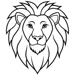 Elegant Lion Head Line Drawing Vector