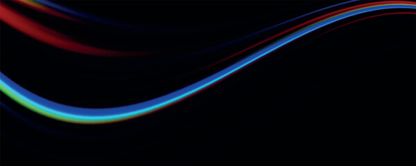 Lines in the shape of a comet against a dark background. vector Illustration