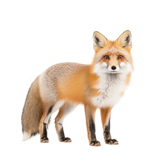 Obraz premium An adorable red fox standing gracefully, showcasing its vibrant fur and keen expression.