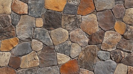 Obraz premium Textured cobblestone pattern with irregular shapes in earthy tones and varied sizes forming a rustic wall