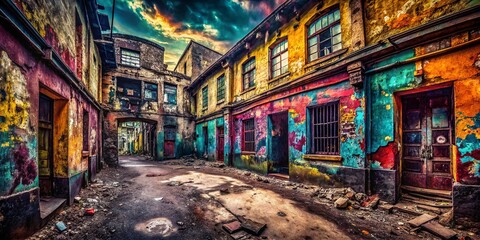 Obraz premium Grunge Dark Textures: Rebellious Edgy Panoramic Background