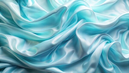 Obraz premium flowing light blue silk fabric with soft folds and waves in a gentle breeze , waving fabric, serene atmosphere
