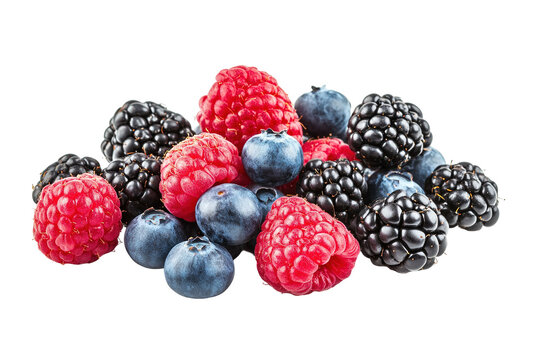 A bunch of berries including blueberries and raspberries. ,on transparent background. - Powered by Adobe