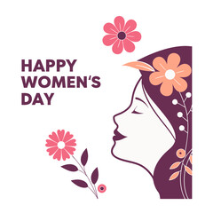 Women's Day Greeting Card stock illustration. 8 March day of Women. Womens day vector illustration.