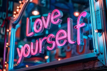Neon Inscription sign “Love yourself”	
