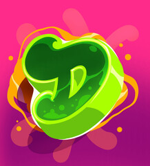 Graffiti letter D in cute and vibrant color