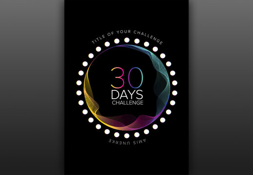 Colorful dark circular design layout template for your 30 Days Challenge