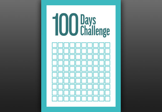 100 Days Challenge Tracker Poster template ready for print