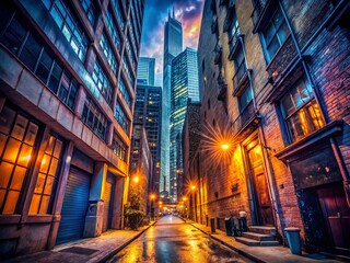 Illuminated Skyscraper Night Cityscape - Urban Exploration Photography